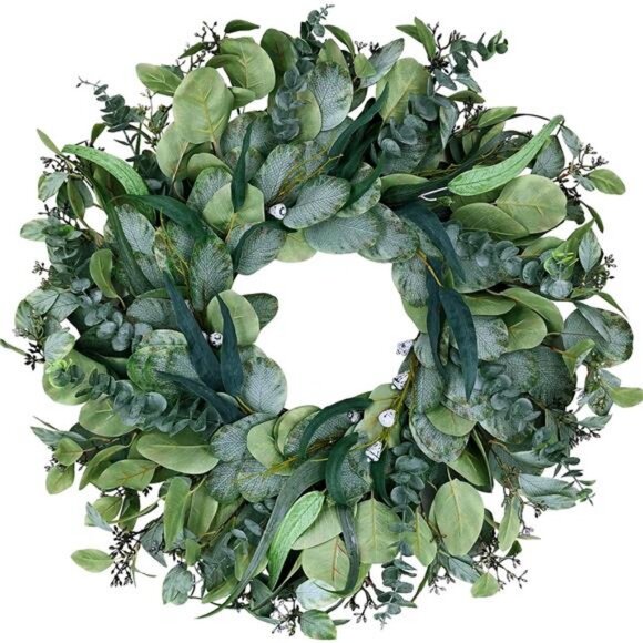 26 Artificial Eucalyptus Wreaths for Front Door for All Seasons, Home Wall Decor - Picture 1 of 6